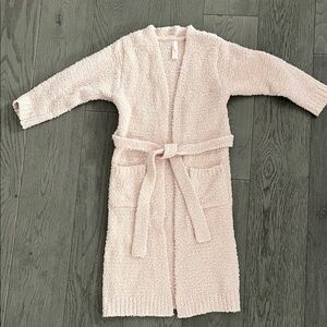 Skims little girls sz 6/7 fuzzy Cardigan robe blush pink long length tie belt